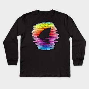 Rainbow Waters Shark Fin Awareness LGBT Pride Shark Lover Kids Long Sleeve T-Shirt